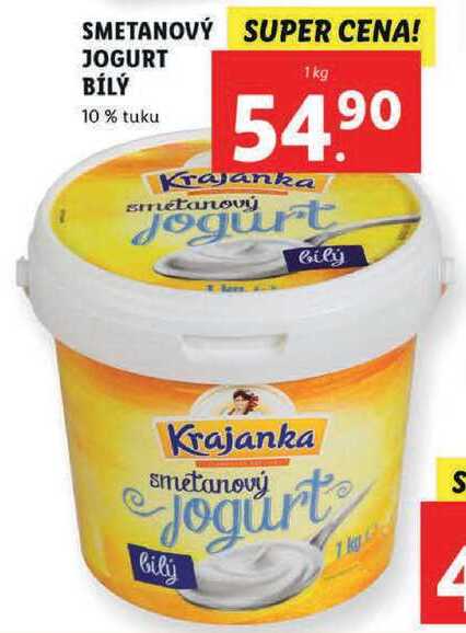 SMETANOVÝ JOGURT BÍLÝ 10% tuku, 1 kg