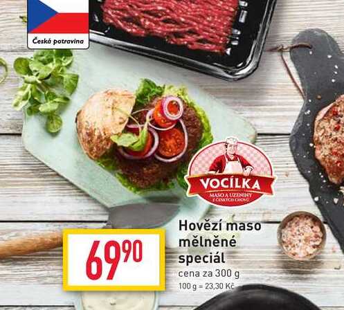 Hovězí maso mělněné speciál cena za 300 g 