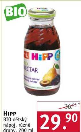 HIPP BIO dětský nápoj, různé druhy, 200 ml 