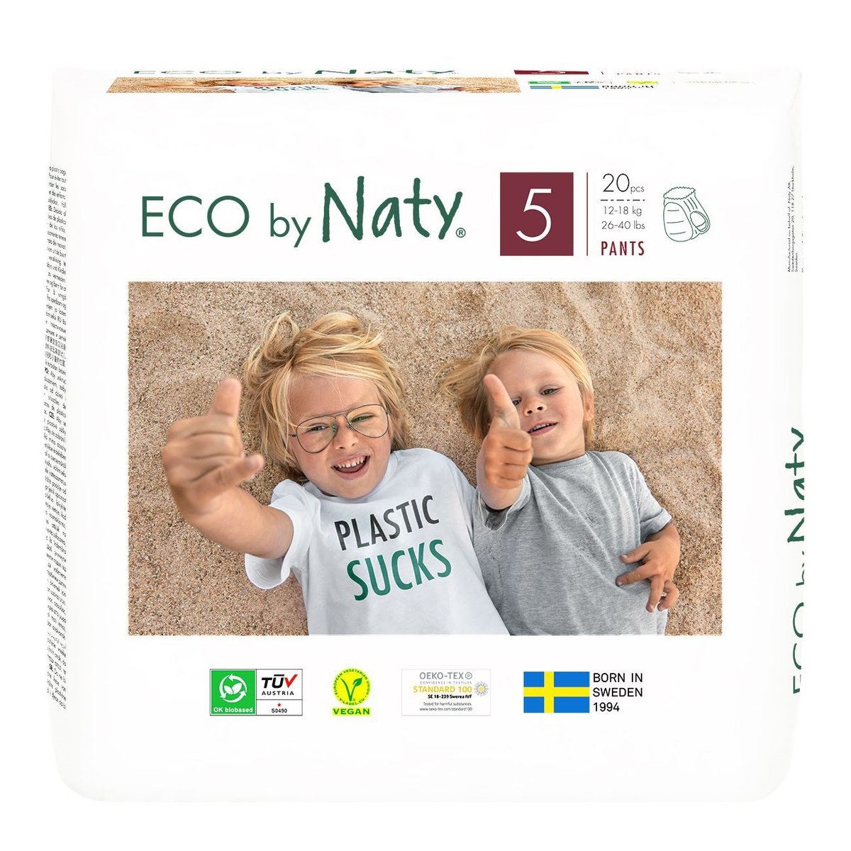 Eco by Naty BIO Jednorázové natahovací plenkové kalhotky junior (velikost 5) 12–18 kg