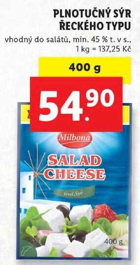 PLNOTUČNÝ SÝR ŘECKÉHO TYPU vhodný do salátů, 400 g