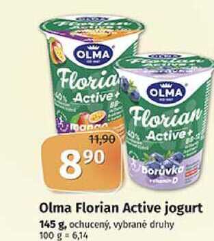 Olma Florian Active jogurt 145 g, ochucený, vybrané druhy 