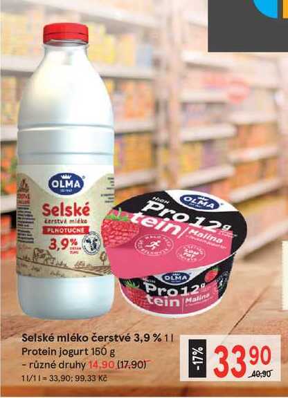 Olma Selské mléko čerstvé 3,9% 1 l  