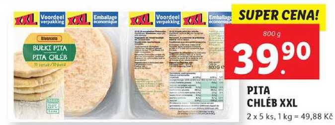 PITA CHLÉB XXL 2x 5 ks, 800 g