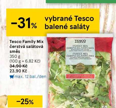 Tesco Family Mix čerstvá salátová směs 350 g 