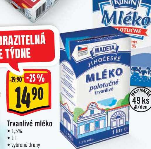   Trvanlivé mléko   1,5% 11  