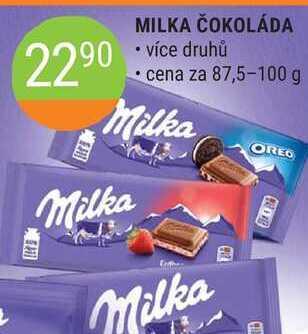 Milka čokoláda 87,5-100g, vybrané druhy
