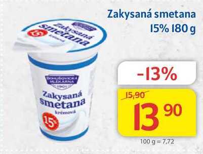Bohušovická mlékárna Zakysaná smetana 15% 180g  