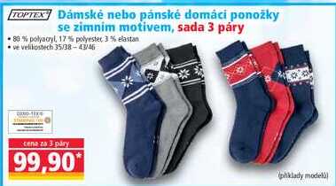 Dámské nebo pánské domácí ponožky se zimním motivem, sada 3 páry 
