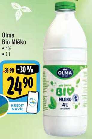 Olma Bio Mléko 4%, 1 l v akci