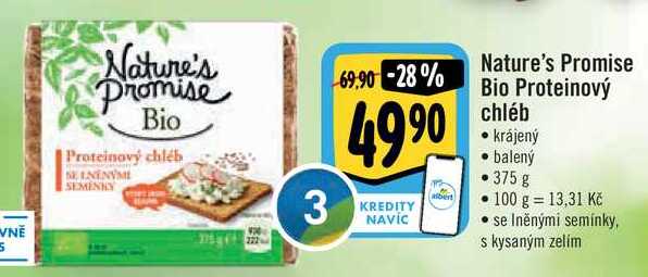 Nature's Promise Bio Proteinový chléb krájený, 375 g