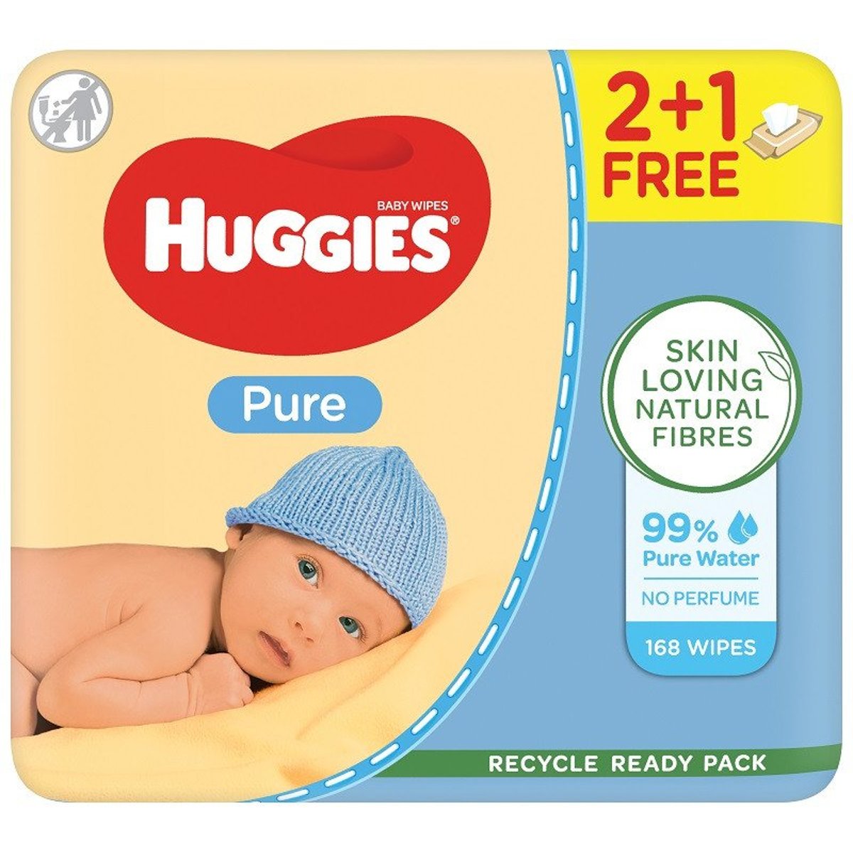 Huggies Pure triplo dětské vlhčené ubrousky 3×56 ks