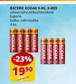 BATERIE KODAK K-R6, K-R03 univerzální zinkochloridové baterie tužka, mikrotužka 4 ks 