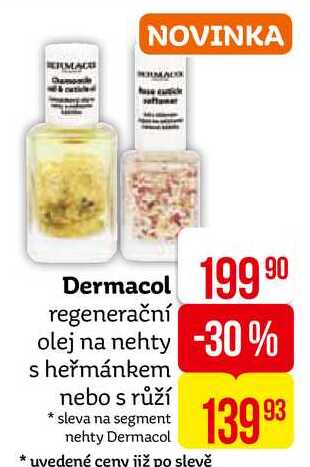 Dermacol regenerační olej na nehty s heřmánkem nebo s růží 