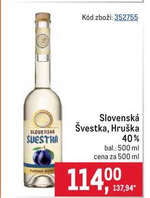 St. Nicolaus Slovenská Švestka / Hruška 40% 500 ml