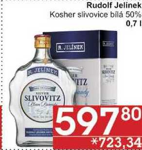 Rudolf Jelinek Kosher slivovice bílá 50%, 0,7 l