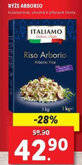 RÝŽE ARBORIO kulatozrnná, vhodná k přípravě rizota, 1 kg
