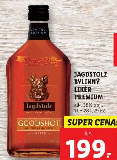 JAGDSTOLZ BYLINNÝ LIKÉR PREMIUM, 0,7 l