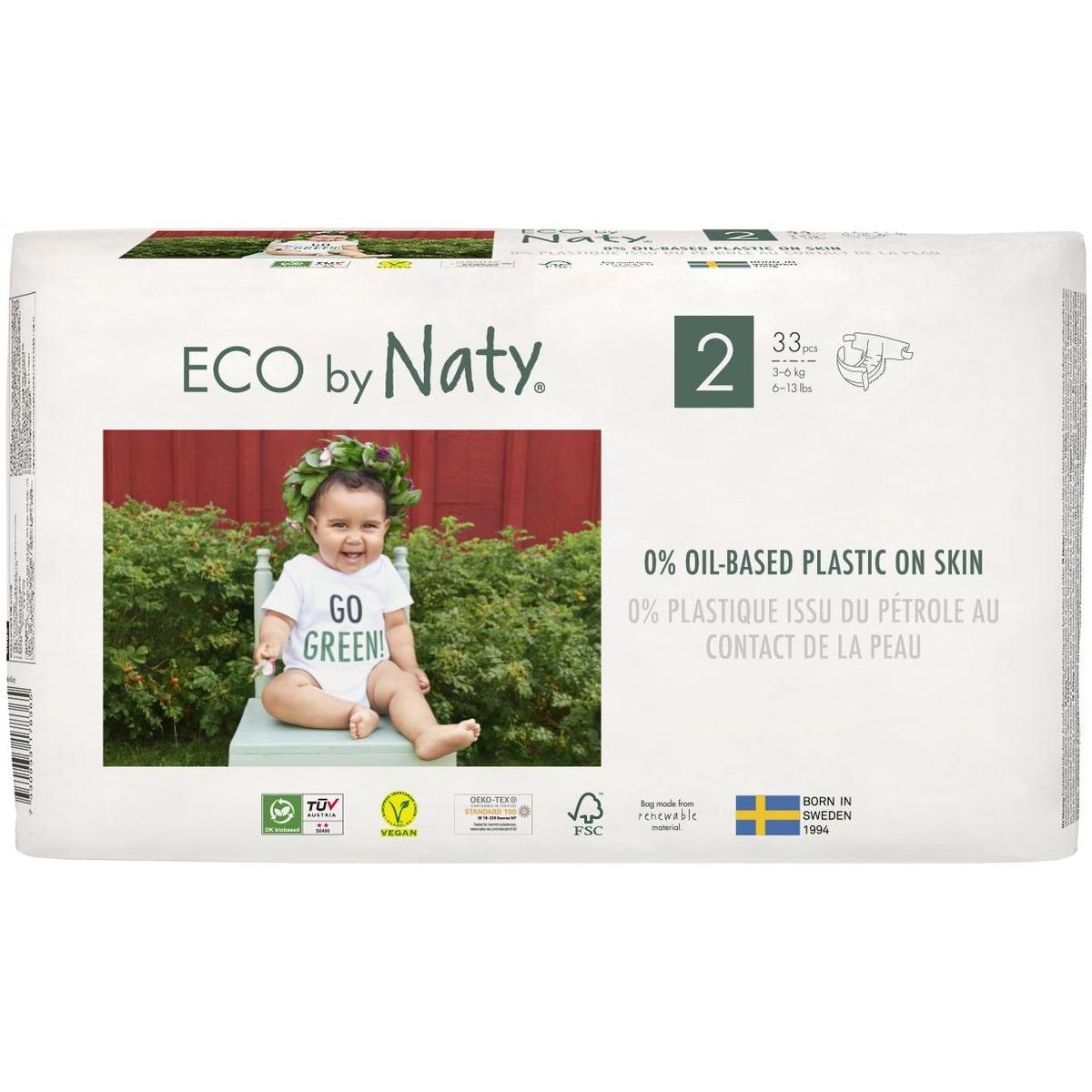 Eco by Naty BIO Jednorázové dětské plenky mini (velikost 2) 3–6 kg