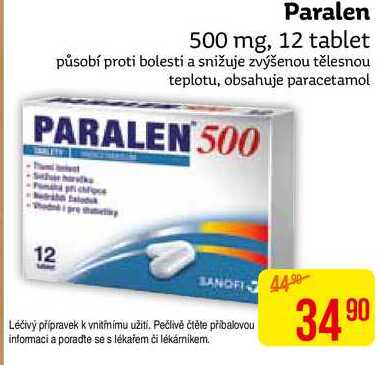 Paralen 500 mg, 12 tablet