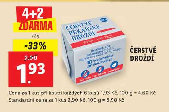 ČERSTVÉ DROŽDÍ, 42 g