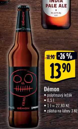 Démon polotmavý ležák, 0,5 l