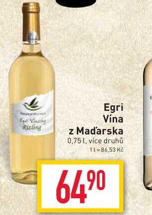 Egri Vina z Maďarska 0.75l