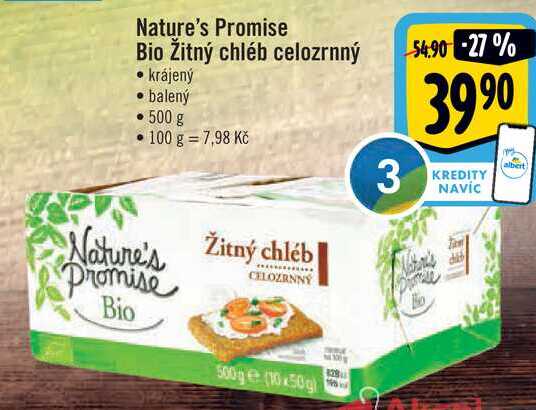 Nature's Promise Bio Žitný chléb celozrnný, 500 g