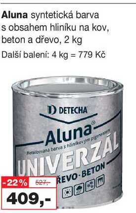 Aluna syntetická barva s obsahem hliníku na kov, beton a dřevo, 2 kg 