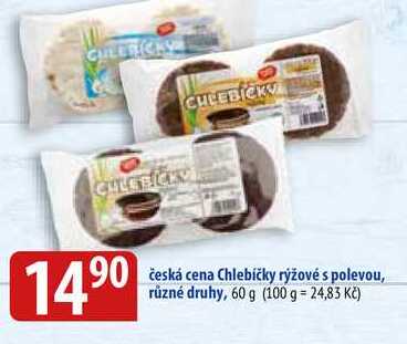 Česká cena Chlebíčky rýžové s polevou, různé druhy, 60 g 