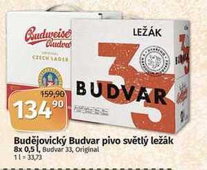 Budějovický Budvar pivo světlý ležák 8x 0,5l, Budvar 33, Original 