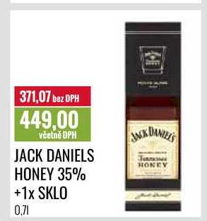 JACK DANIELS HONEY 35% + 1 x SKLO 0,7l