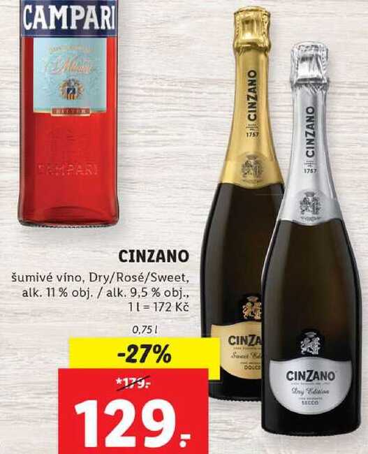 CINZANO BIANCO, 0,75 l v akci | AkcniCeny.cz