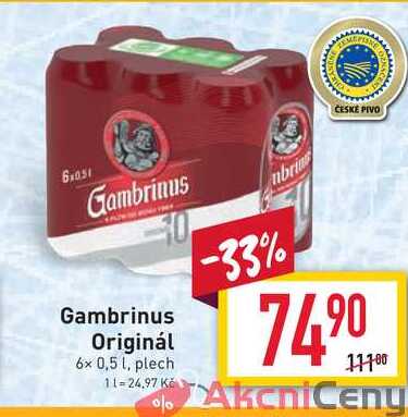 Gambrinus Originál 6x 0,5l, plech