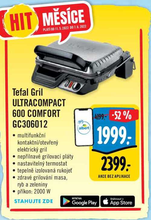   Tefal Gril ULTRACOMPACT 600 COMFORT GC306012  