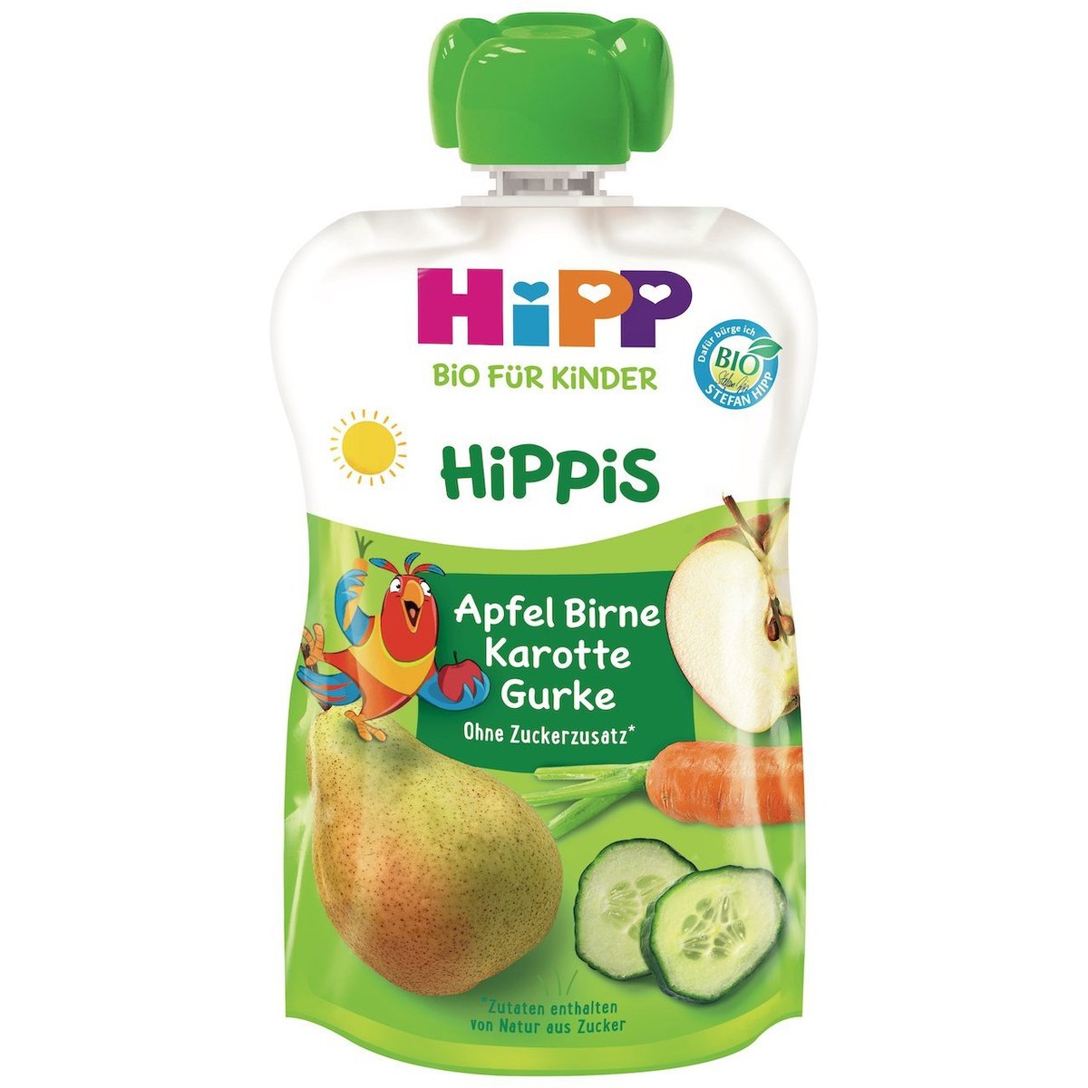 HiPP BIO Kapsička Hippis jablko, hruška, mrkev a okurka