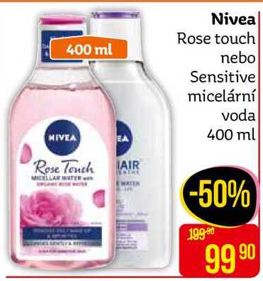 Nivea Rose touch nebo Sensitive micelární voda 400 ml