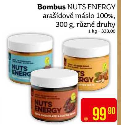 Bombus NUTS ENERGY arašídové máslo 100%, 300 g, různé druhy