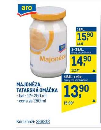 aro MAJONÉZA, TATARSKÁ OMÁČKA 250 ml