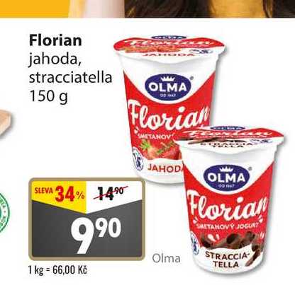 Olma Florian Active jogurt bílý s ovocem 150g