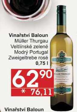 Vinařství Baloun Müller Thurgau, 0,75 l
