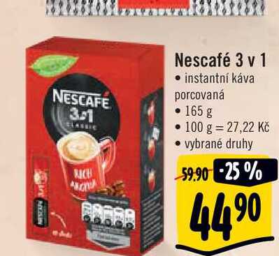   Nescafé 3 v 1 • instantní káva porcovaná • 165 g  