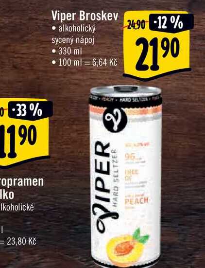   Viper Broskev • alkoholický sycený nápoj • 330 ml 