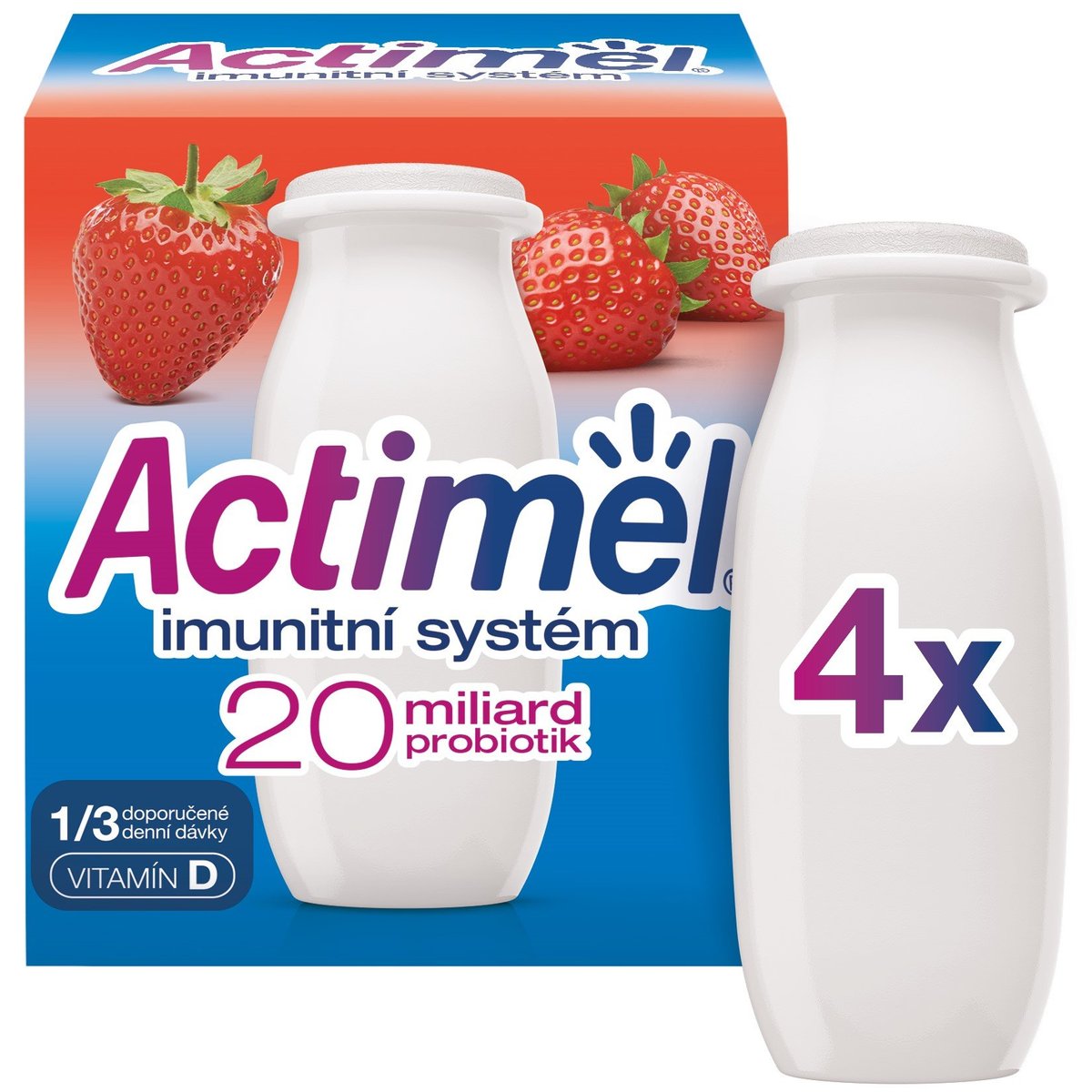 Actimel Probiotický nápoj jahoda 4×100 g