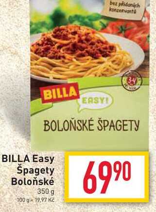 BILLA Easy Špagety Boloňské 350g