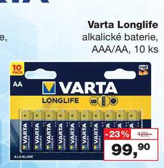 Varta Longlife alkalické baterie AAA/AA, 10 ks 