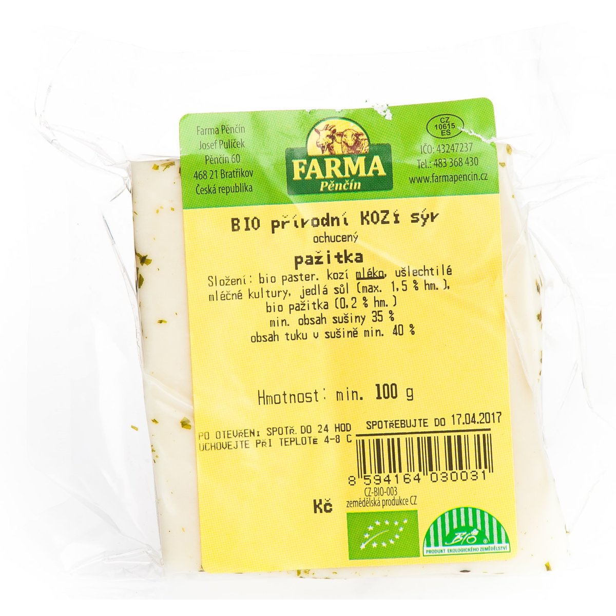 Farma Pěnčín BIO kozí sýr s pažitkou