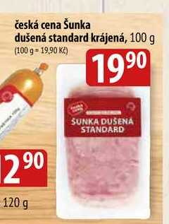 Česká cena Šunka dušená standard krájená, 100 g