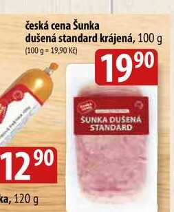 Česká cena Šunka dušená standard krájená, 100 g