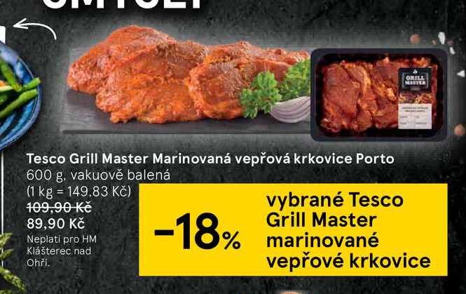 Tesco Grill Master Marinovaná vepřová krkovice Porto 600 g